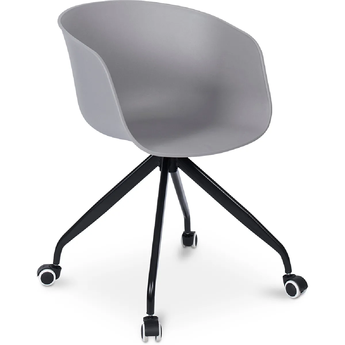 ICONIK INTERIOR Chaise de bureau avec accoudoirs - Chaise de bureau avec roulettes - Guy - Joan Gris clair