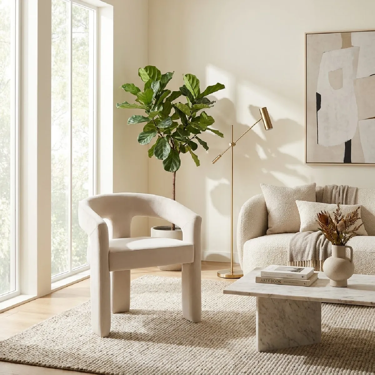 Homy France Lot de 2 chaises de salle à manger velours beige rembourrées MAESTRO