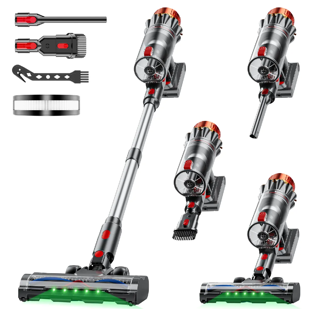 INLONG ZV12 Aspirateur Balai Sans Fil 80KPa-650W-80Min Écran LED Poils Tapis & Sols Durs